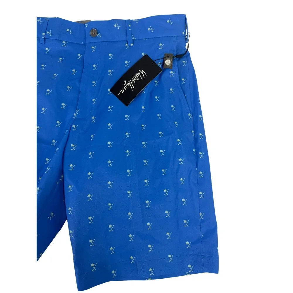 Walter Hagen Perfect 11 Golf Shorts Palm Clubs Print Sea Blue Size 42 New 10